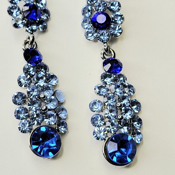 Blue Crystal Chandelier Earrings - Picture 3 of 7